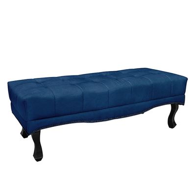 Recamier Decorativo 160cm Loewe Suede Pés de Madeira Azul Marinho - Gran Belo