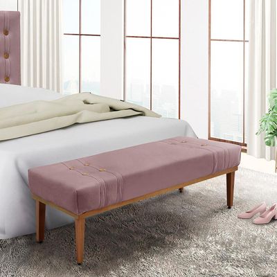 Recamier Decorativo 140cm Kors Veludo Pés de Madeira Lilás - Gran Belo