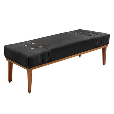 Recamier Decorativo 195cm Kors Veludo Pés de Madeira Preto - Gran Belo