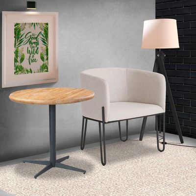 Mesa Sala de Jantar Cozinha Shery Redonda 70cm Grafite Madeira Maciça Driftwood - Gran Belo