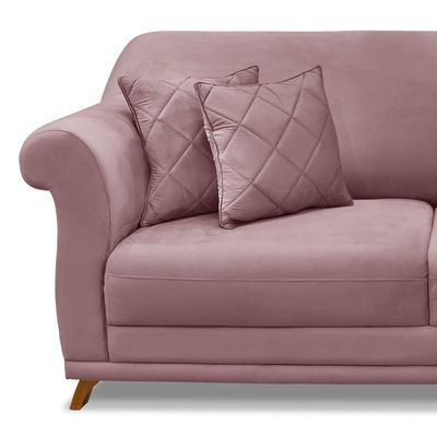 Sofá Decorativo 220cm 3 Lugares com 4 Almofadas Armstrong Veludo Lilás - Gran Belo