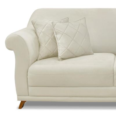 Sofá Decorativo 180cm 2 Lugares com 4 Almofadas Armstrong Veludo Bege - Gran Belo