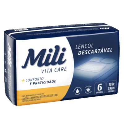 Lençol Descartável Absorvente Mili Vita p/adulto 3 pacotes c/ 6 lençóis  Total 18 lençóis