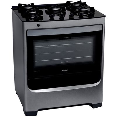 Fogão 5 Bocas a Gás de Piso Mesa de Vidro Consul CFS5VAR Inox / Bivolt