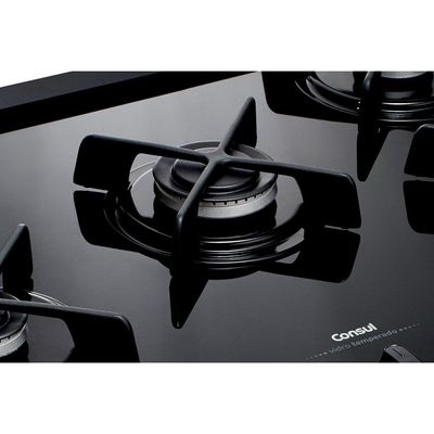 Fogão 5 Bocas a Gás de Piso Mesa de Vidro Consul CFS5VAR Inox / Bivolt