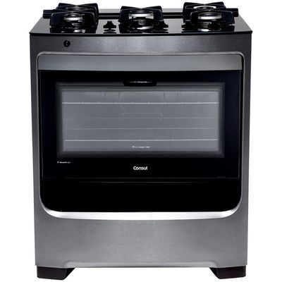 Fogão 5 Bocas a Gás de Piso Mesa de Vidro Consul CFS5VAR Inox / Bivolt