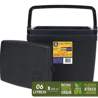 Caixa Térmica 6 Litros Preta Bel Único / Preto
