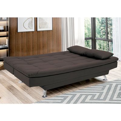 Sofá-Cama 1,90 Metros Linoforte Melissa, Suede Veludo, Espuma D-33 Capuccino