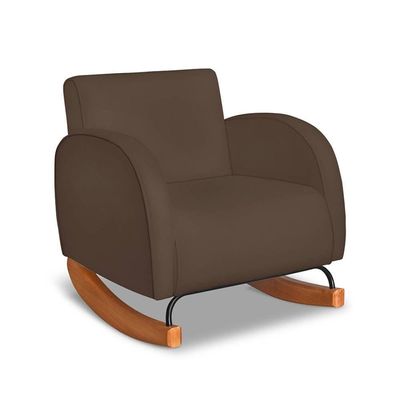 Poltrona Com Base Balanço Em Tecido Veludo Cindy – Lucadi Marrom