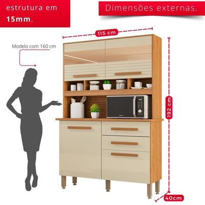 Cozinha 4 Portas 2 Gavetas Sara Frison Com Espelhos