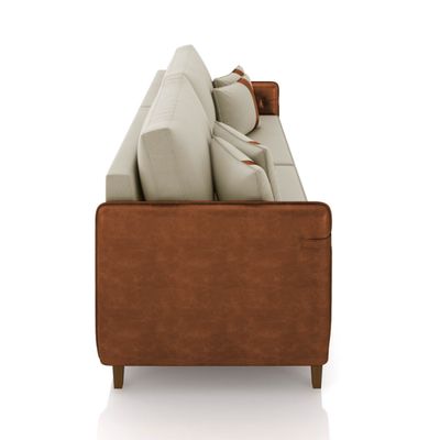 Sofá 3 Lugares Living 212cm Pé Madeira Valença Marrom/Veludo K01 - D'Rossi Cinza