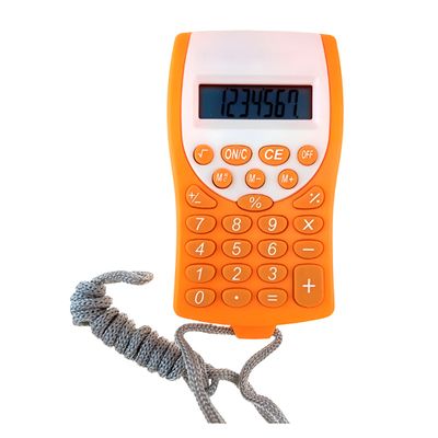 Mini Calculadora de Bolso Cordão 8 Dígitos Cálculo Cor:Laranja