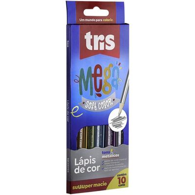 Lápis De Cor Mega Soft Color Tons Metálicos 10 Cores - Tris