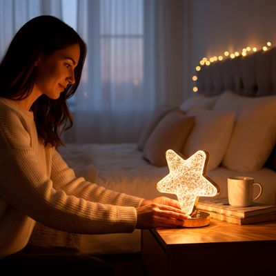 Luminária Formato Estrela Decoração LED Quarto Iluminação - Toque Mágico e Aconchegante para Seu Ambiente