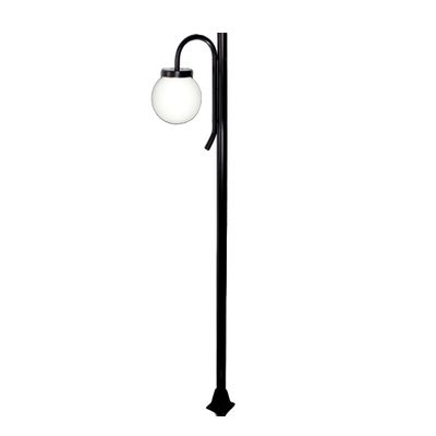 Poste Luminária Globo P Braço Curvo Baixo Jardim Preto 200cm