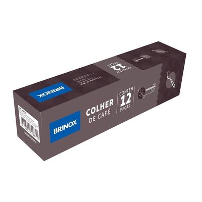 Conjunto de Colheres de Café Módena 12 Peças com Friso Polido Aço Inox Brinox Inox