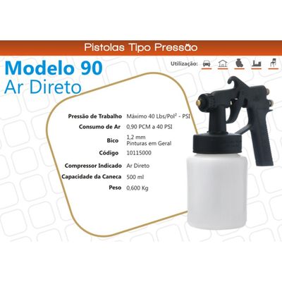 Aplicador de Pintura Arprex Modelo 90 Caneca Plástica Ar Direto T