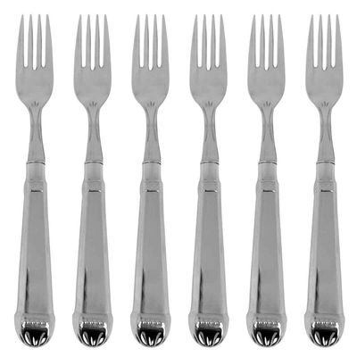 Jogo 6 Garfos Jumbo para Churrasco 20cm Aço Inox Prateado Nobre Robusto