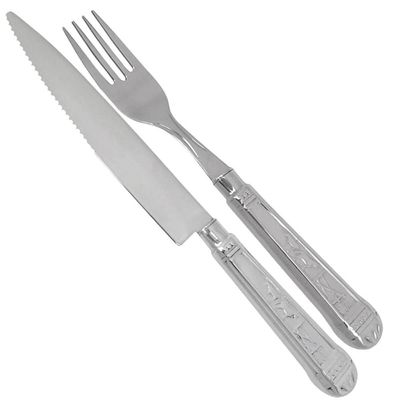 Faqueiro 200 Talheres Jumbo Facas e Garfos Aço Inox Churrascaria Prateado Nobre