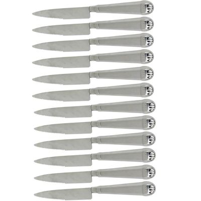 12 Facas Churrasco Jumbo 25cm Aço Inox Prateada Servir à Mesa Jantar