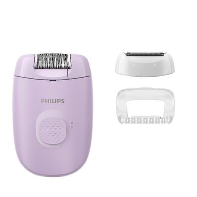 Depilador Satinelle BRE237/00 Cabeça Lavável Pente Aparador Capa Massageadora Bivolt Philips Lilás com Branco / Bivolt