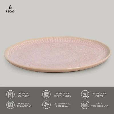 Conjunto de Pratos Rasos Linhas Litchi 27,5cm 6 Peças Porto Brasil n/a