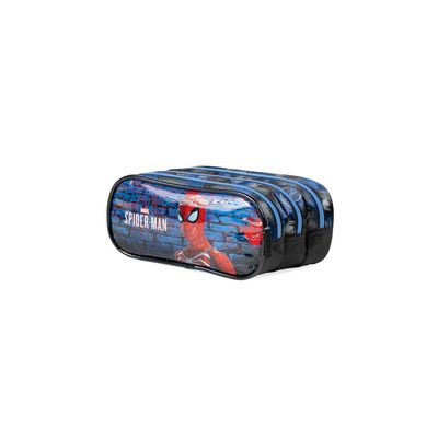 Estojo Escolar Masculino Homem Aranha 3 Compartimentos Azul U / Azul escuro