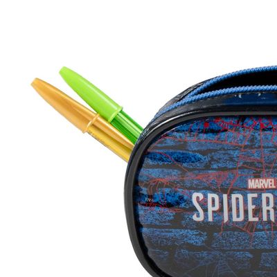 Estojo Escolar Masculino Homem Aranha 3 Compartimentos Azul U / Azul escuro