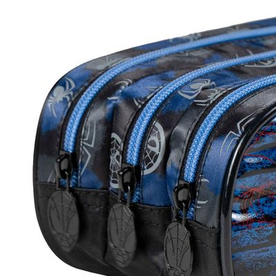 Estojo Escolar Masculino Homem Aranha 3 Compartimentos Azul U / Azul escuro