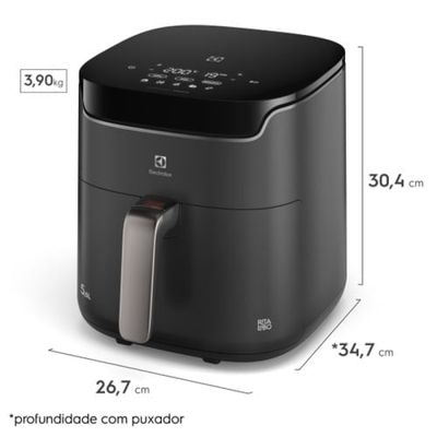 Air Fryer Electrolux por Rita Lobo 5,6L Digital Cinza Experience Economia de Energia 1400W (EAF45) 220V