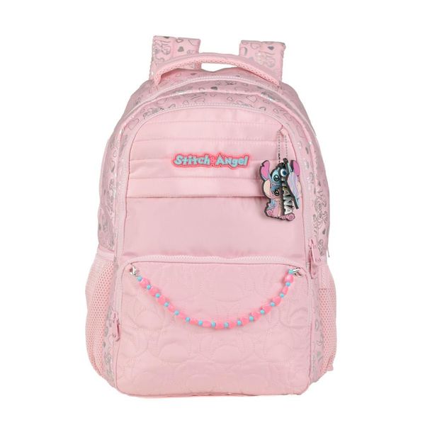 Mochila Escolar Feminina Stitch & Angel Rosa Claro U / Rosa