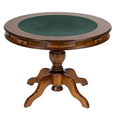 Mesa de Jogos Redonda Tampo Reversível Gavetas e Porta Copos 140cm New Orleans M04 Imbuia - Lyam Decor