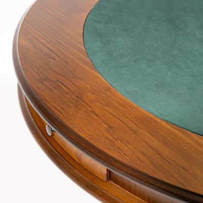 Mesa de Jogos Redonda Tampo Reversível Gavetas e Porta Copos 140cm New Orleans M04 Imbuia - Lyam Decor
