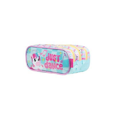 Estojo Escolar Feminino com 3 Compartimentos Unicórnio Just Dance Verde Água U / Verde claro