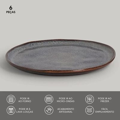 Conjunto de Pratos Rasos Bio Titanium 29cm 6 Peças Porto Brasil n/a
