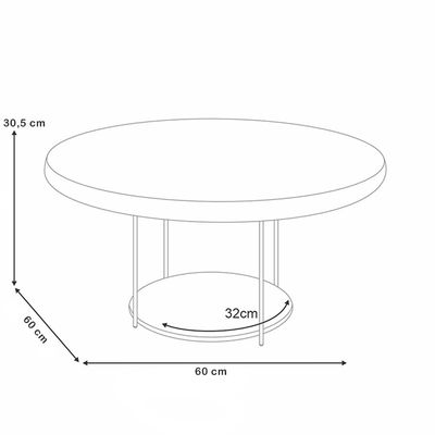 Mesa de Centro Para Sala Redonda Tampo MDF Pés Aço Allure B01 Off White - Lyam Decor