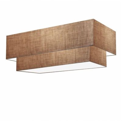 Plafon Duplo Retangular Vivare Md-3071 Cúpula Em Tecido 80x40cm X 70x30cm - Bivolt Palha 127/220v