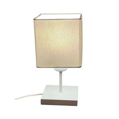 Abajur Luminária Mesa Quarto Sala Moderno Vivare Md-2008br Cúpula Em Tecido - Bivolt Branca 127/220v