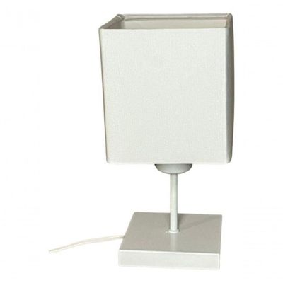Abajur Luminária Mesa Quarto Sala Moderno Vivare Md-2008br Cúpula Em Tecido - Bivolt Branca 127/220v