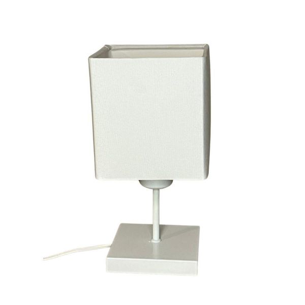 Abajur Luminária Mesa Quarto Sala Moderno Vivare Md-2008br Cúpula Em Tecido - Bivolt Branca 127/220v
