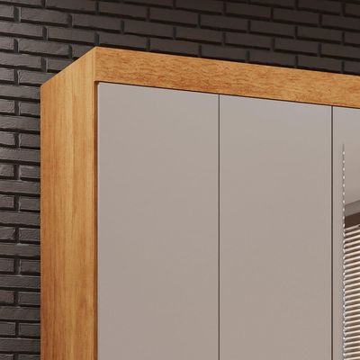 Guarda-roupa Casal 6 Portas 2 Gavetas Com Espelho Estrela Premium Salleto Cinamomo/off White