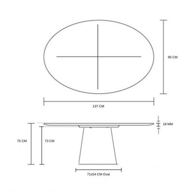 Mesa de Jantar Cone Oval 137x90cm Base Laminada Preto