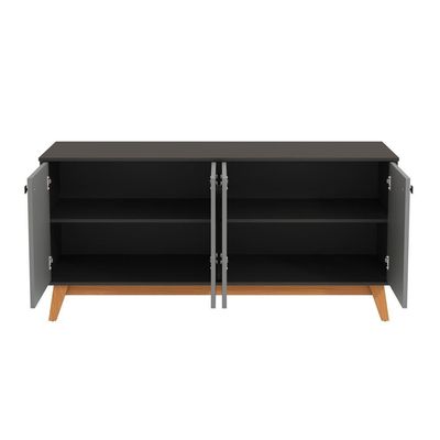 Aparador Kappesberg 4 Portas Shaker Preto Fosco/cinza Sagrado 156cm