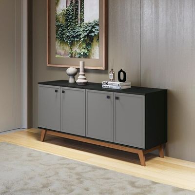 Aparador Kappesberg 4 Portas Shaker Preto Fosco/cinza Sagrado 156cm