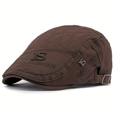 Boina Estilo Britânico Retro Tecido Texturizado Casual Com Bordado Primavera/verão Marrom