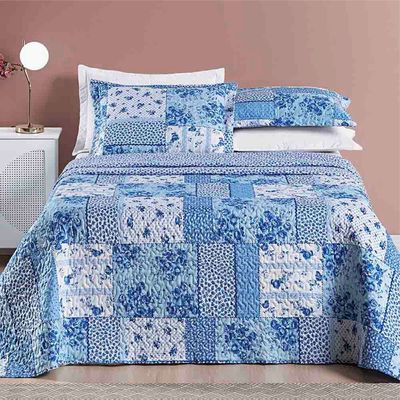 Cobre Leito Colcha Queen Brytti 3 Peças Azul - 100% Poliéster