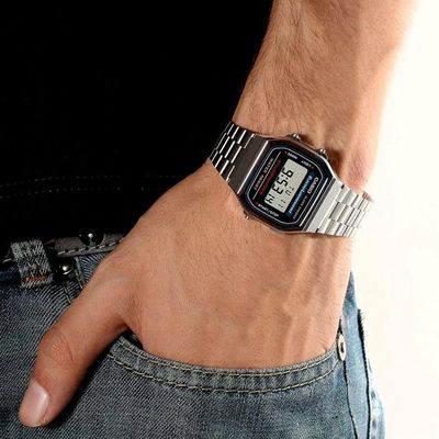 Relógio Casio Masculino Ref:A168wa-1wdf Vintage Prateado