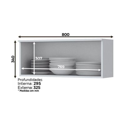 Armário Aéreo 1 Porta Basculante 80 cm Americana C354 Henn Branco