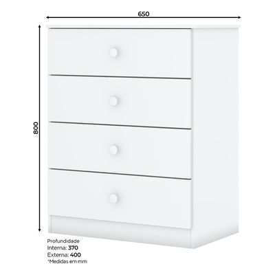 Cômoda Henn Labirinto 4 Gavetas Branco
