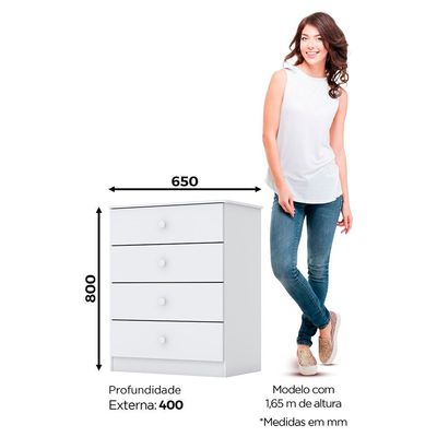Cômoda Henn Labirinto 4 Gavetas Branco